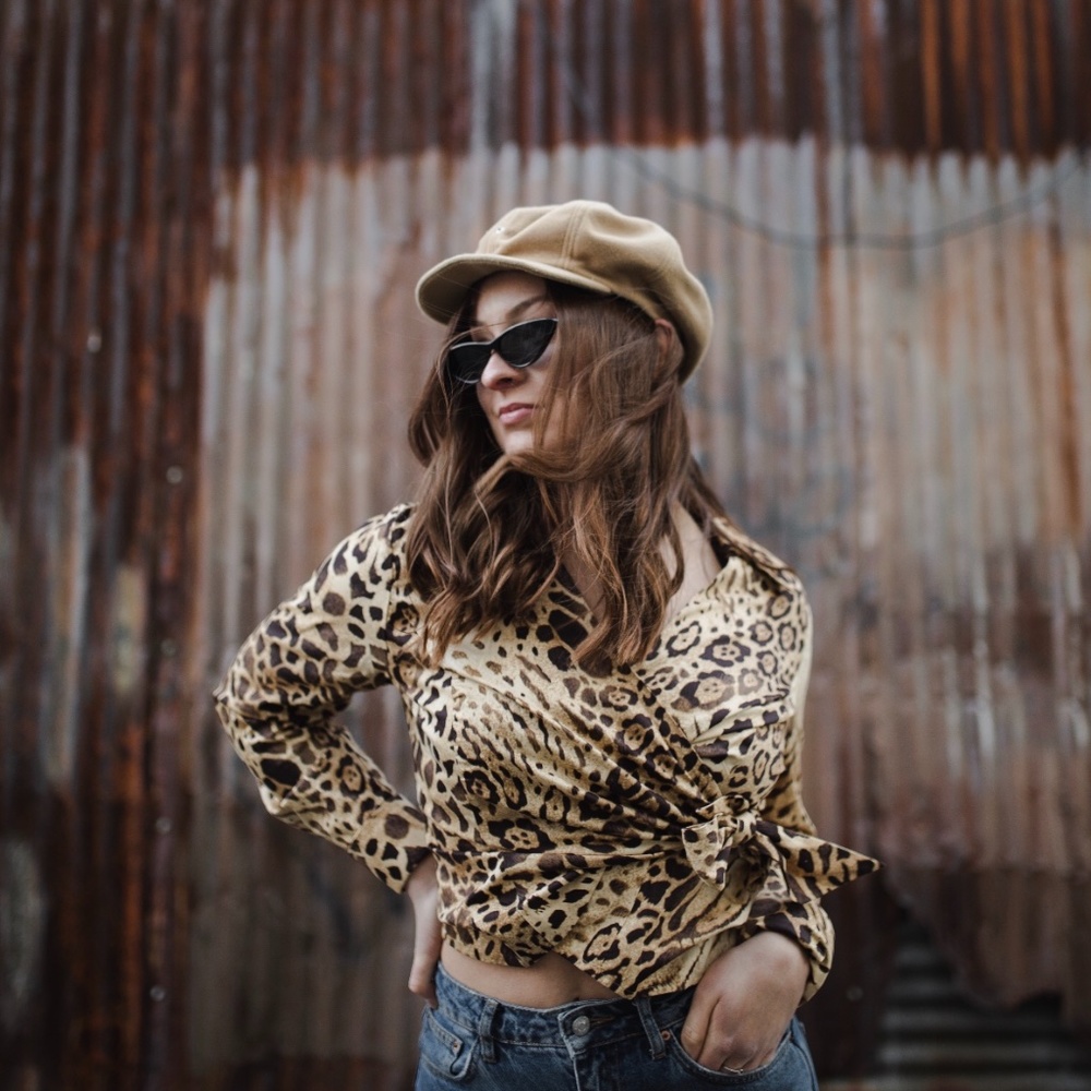 Cheetah Blouse with Waist Tie Details